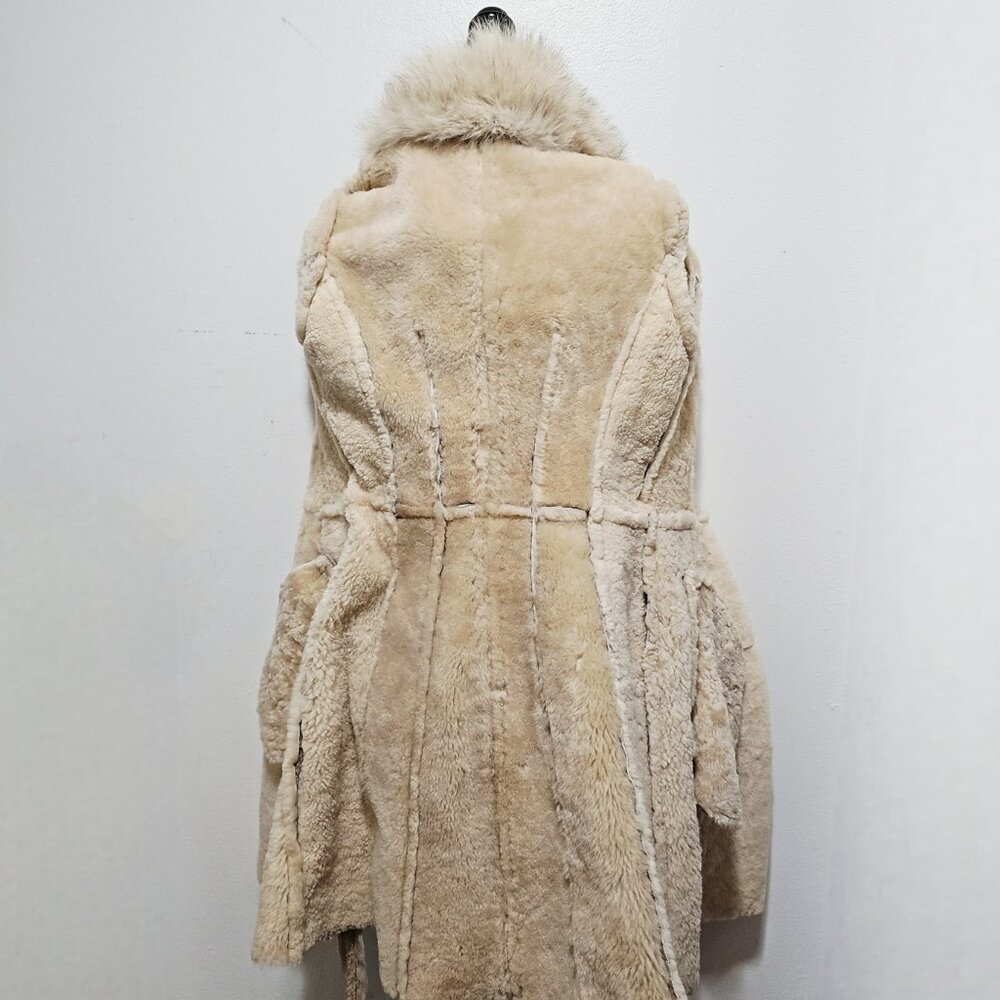 NewMerino Toscana Sheepskin Shearling Lamb Fur Coat Jacket Fox Taupe Stone Suede - Picture 4 of 4